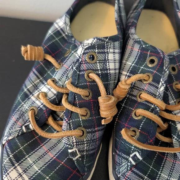 Sperry Top Sider Shoes Seacoast Canvas Sneaker Tartan Plaid Size 8.5 - Picture 3 of 7